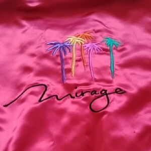 Men's Red Vintage XL Mirage Casino Love Me Tender Slot Tournament Satin Jacket